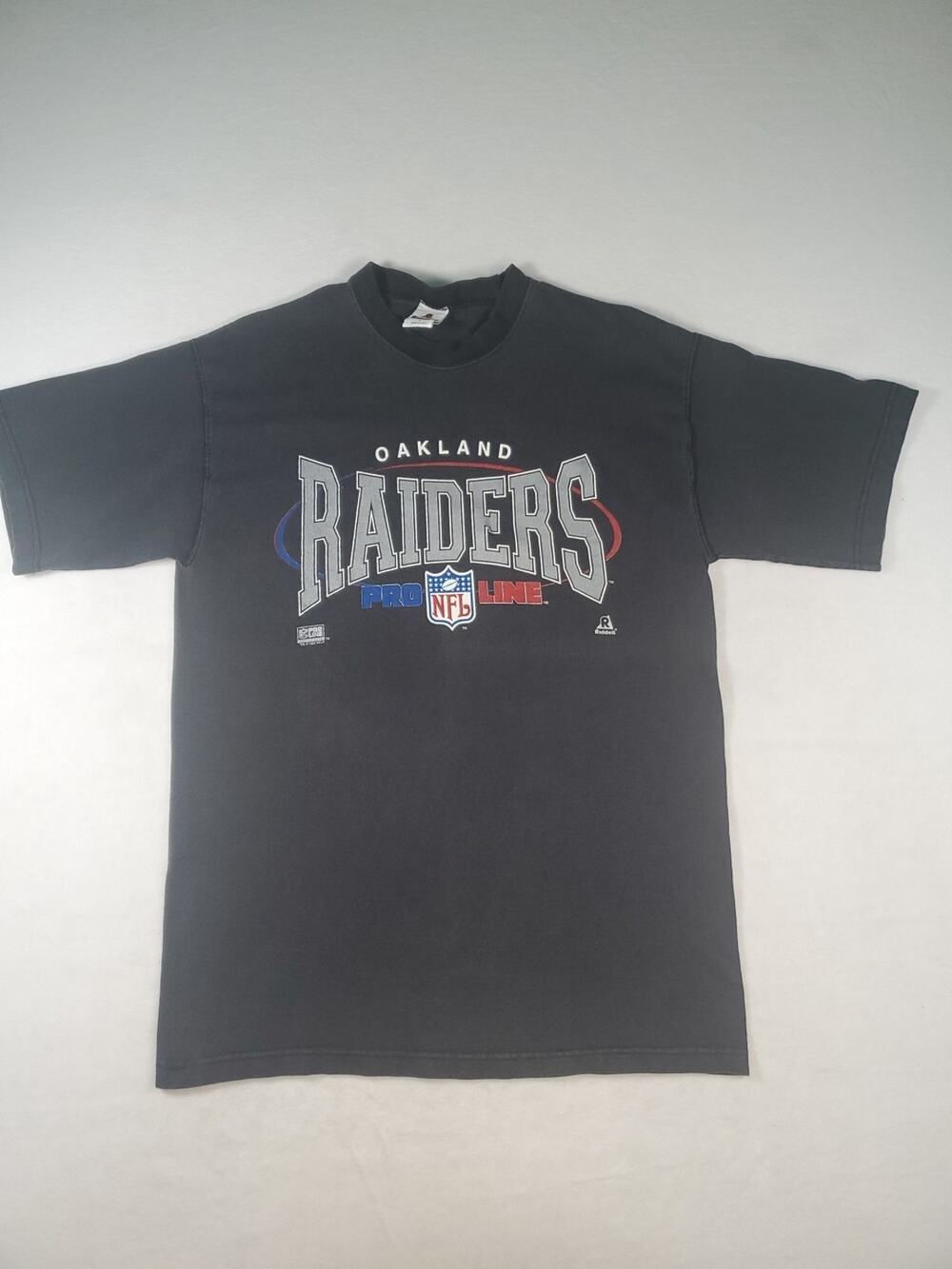 Vtg. Riddell 1995 Oakland Raiders Pro Line NFL Black T-Shirt Large